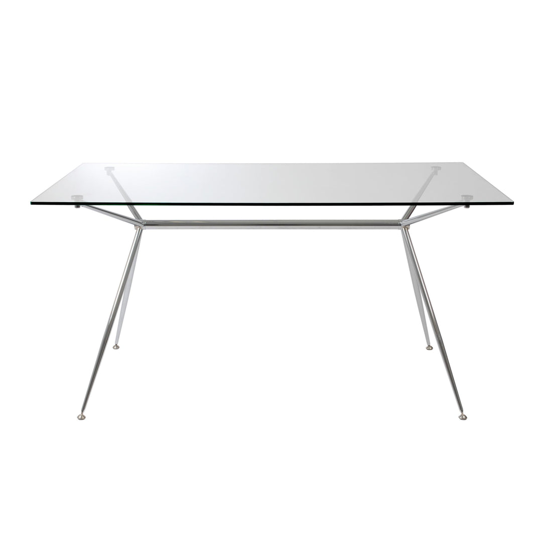 Atos 66" DIning Table - Clear Tempered Glass/Chromed Steel