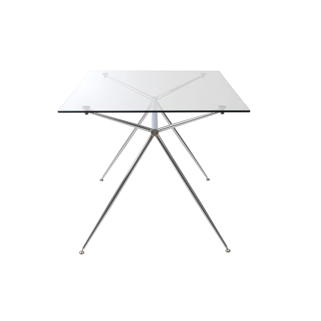 Atos 66" DIning Table - Clear Tempered Glass/Chromed Steel