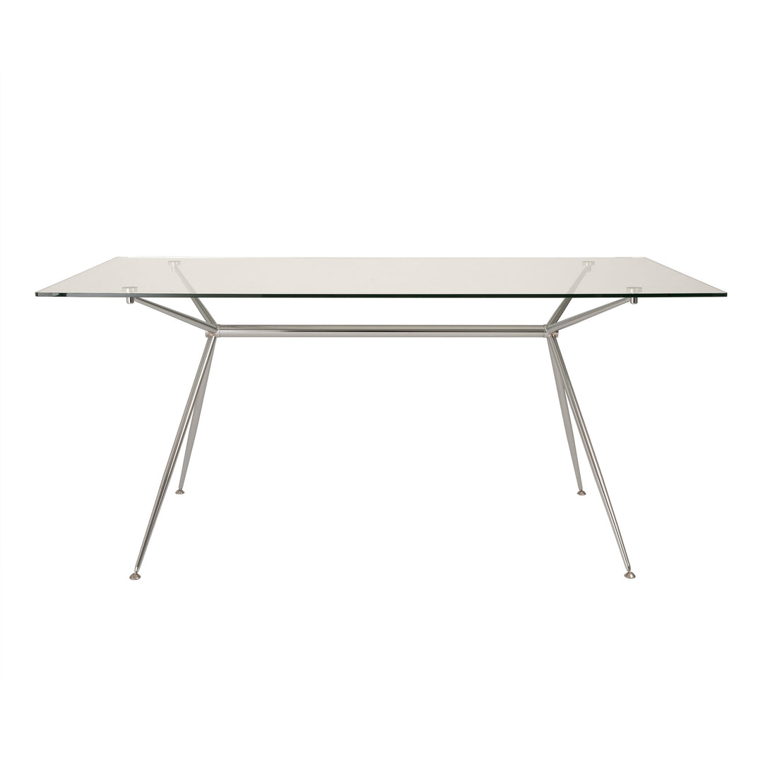 Atos 66" DIning Table - Clear Tempered Glass/Chromed Steel