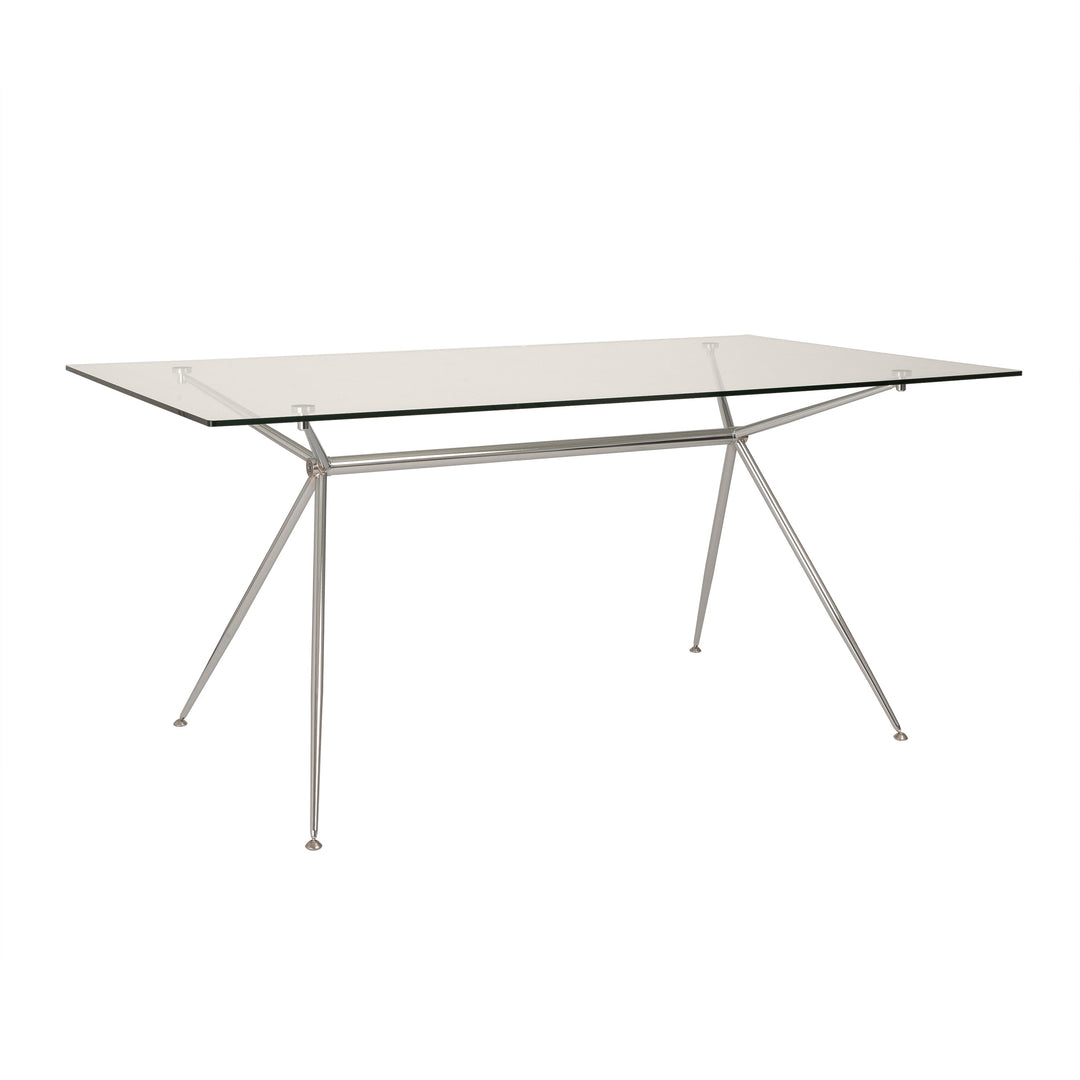 Atos 66" Dining Table - Clear Tempered Glass - Matte Brushed Gold