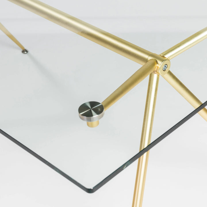 Atos 66" Dining Table - Clear Tempered Glass - Matte Brushed Gold