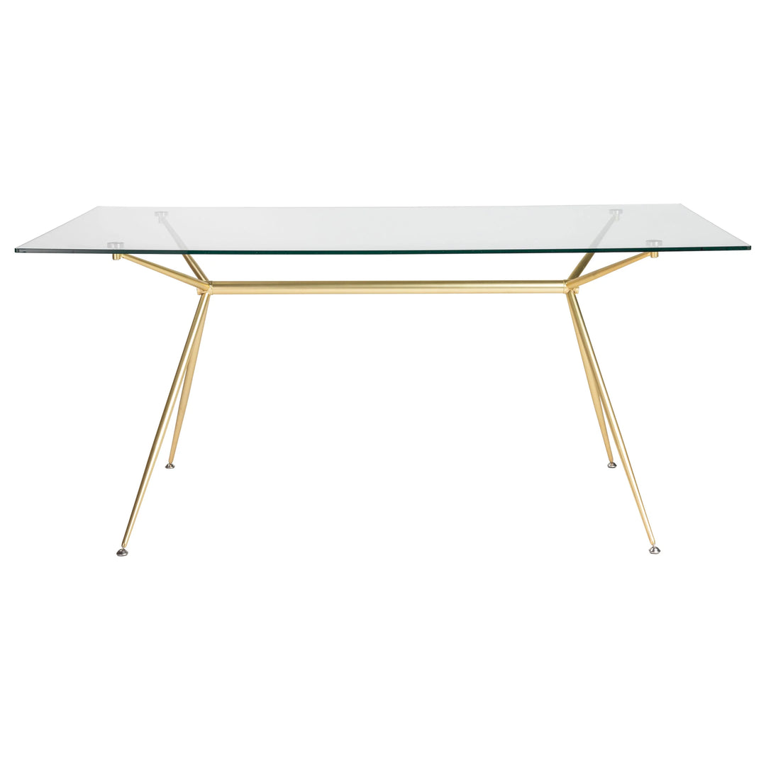 Atos 66" Dining Table - Clear Tempered Glass - Matte Brushed Gold