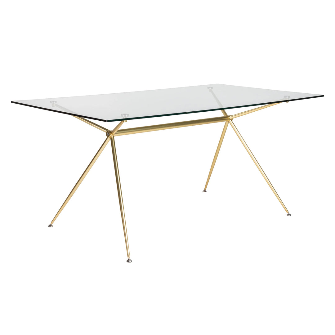 Atos 66" Dining Table - Clear Tempered Glass - Matte Brushed Gold