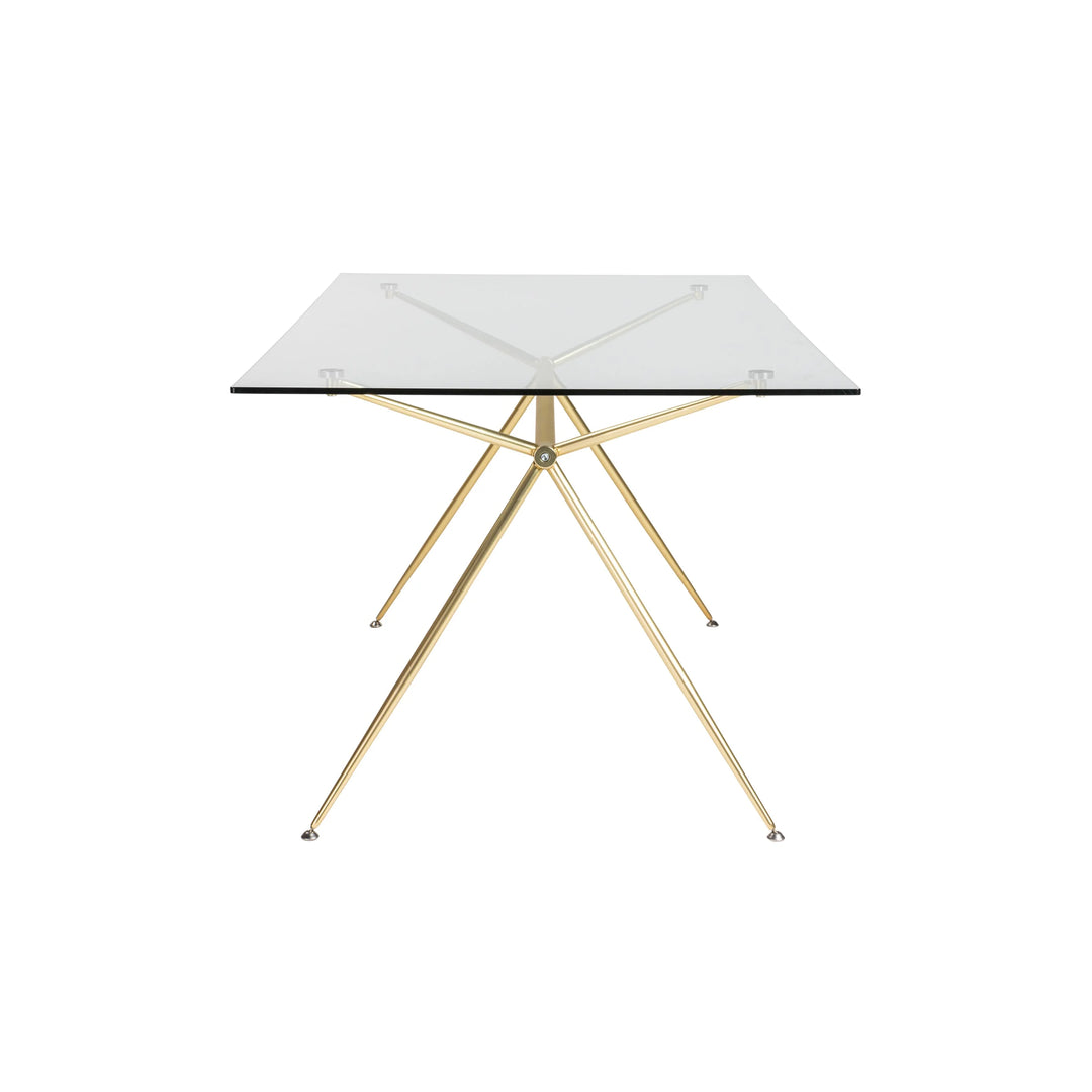 Atos 66" Dining Table - Clear Tempered Glass - Matte Brushed Gold