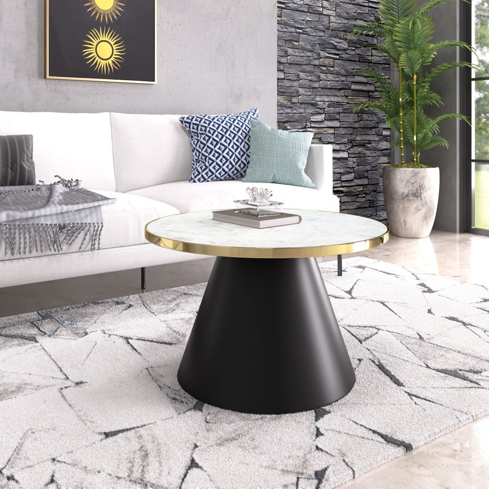 Nuclear Coffee Table - White, Gold & Black