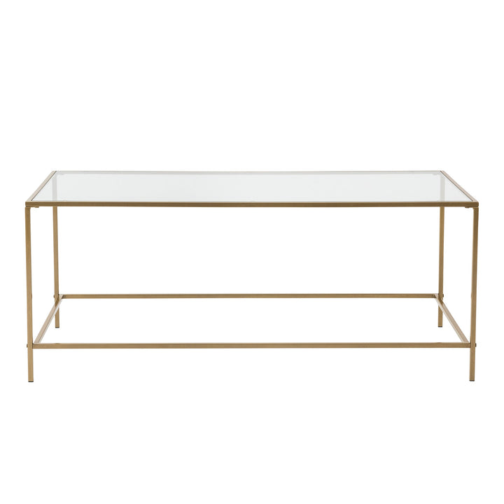 Arvi 44" Coffee Table - Clear Glass, brass base