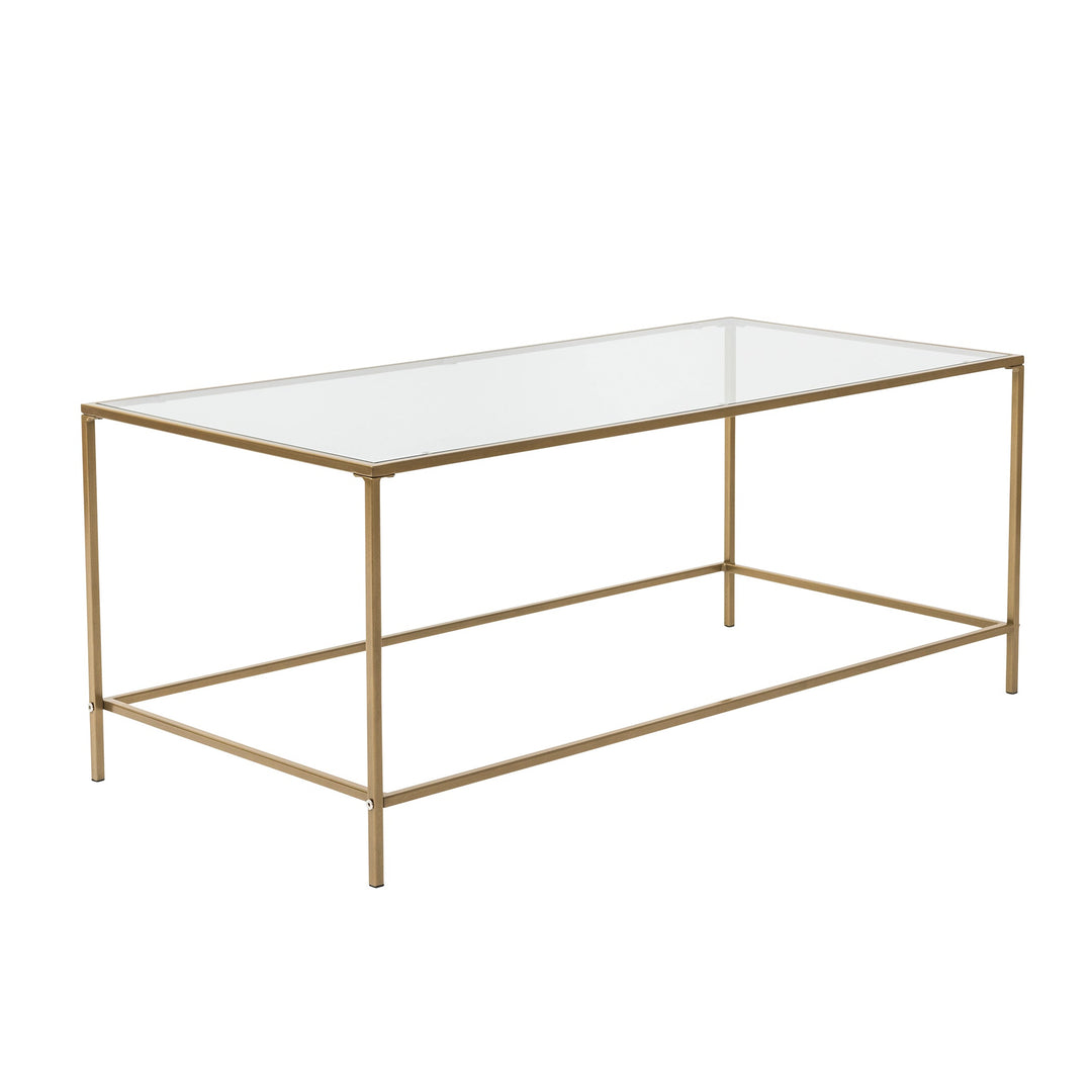 Arvi 44" Coffee Table - Clear Glass, brass base