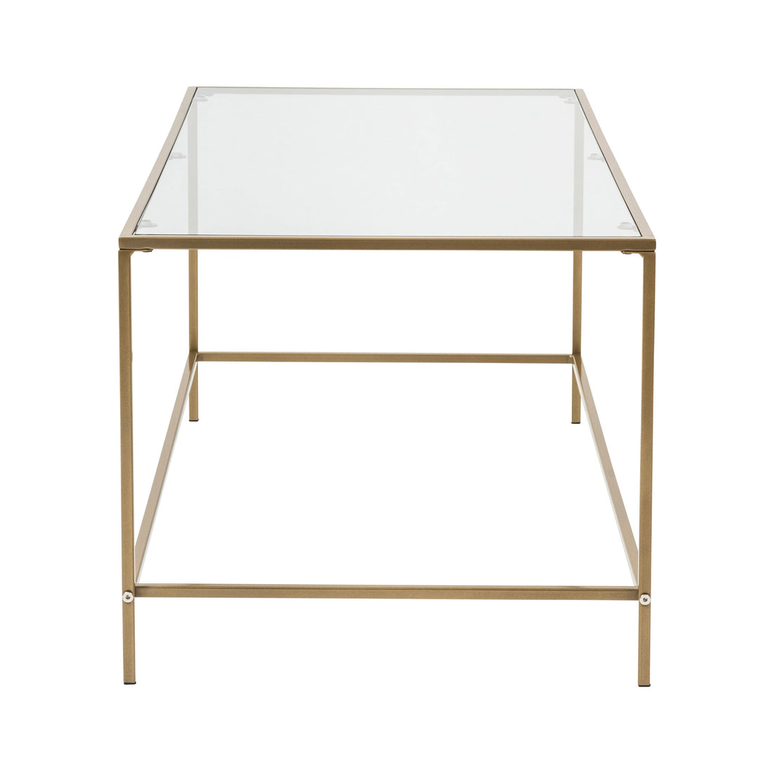 Arvi 44" Coffee Table - Clear Glass, brass base