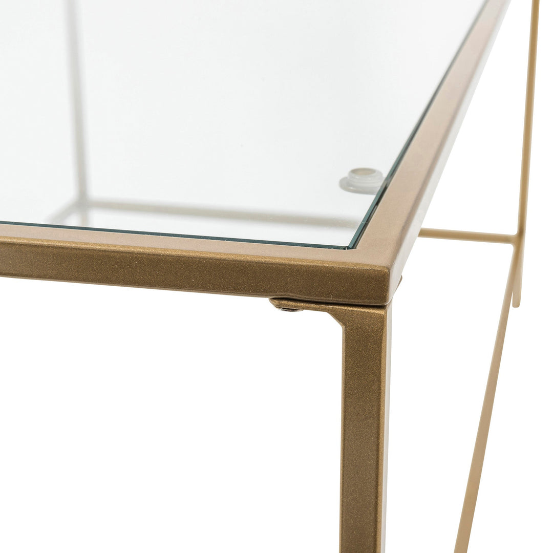 Arvi 44" Coffee Table - Clear Glass, brass base