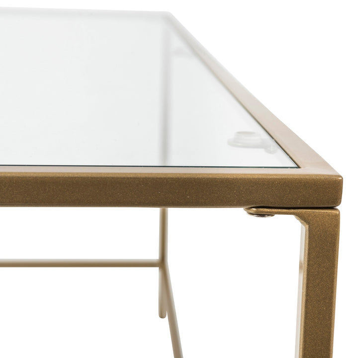 Arvi 44" Coffee Table - Clear Glass, brass base