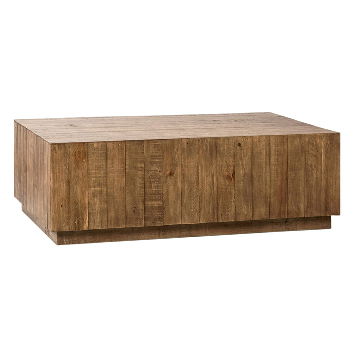 Hendrix Reclaimed Pine 48" Rectangular Modern Pedestal Base Coffee Table