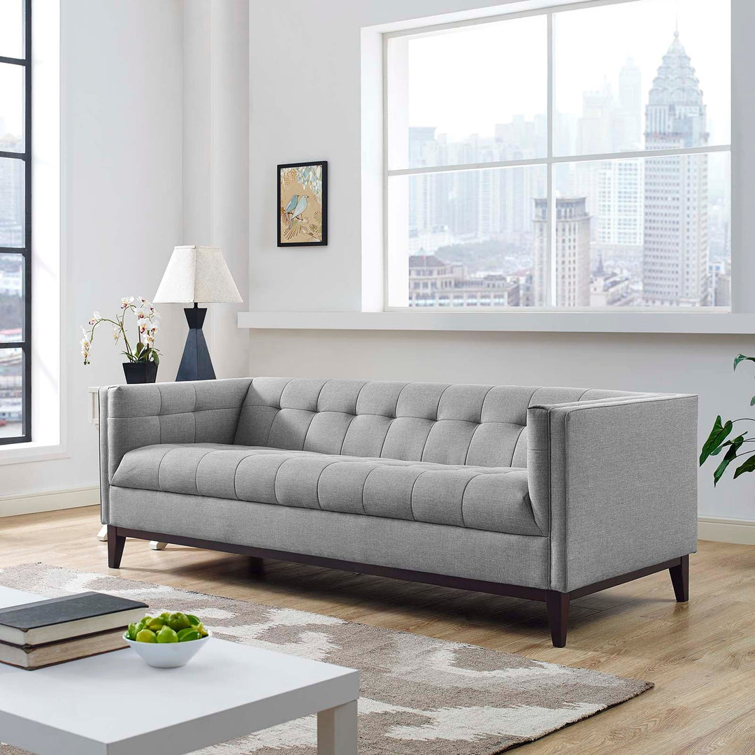 Serve Upholstered Fabric Sofa in Light Gray