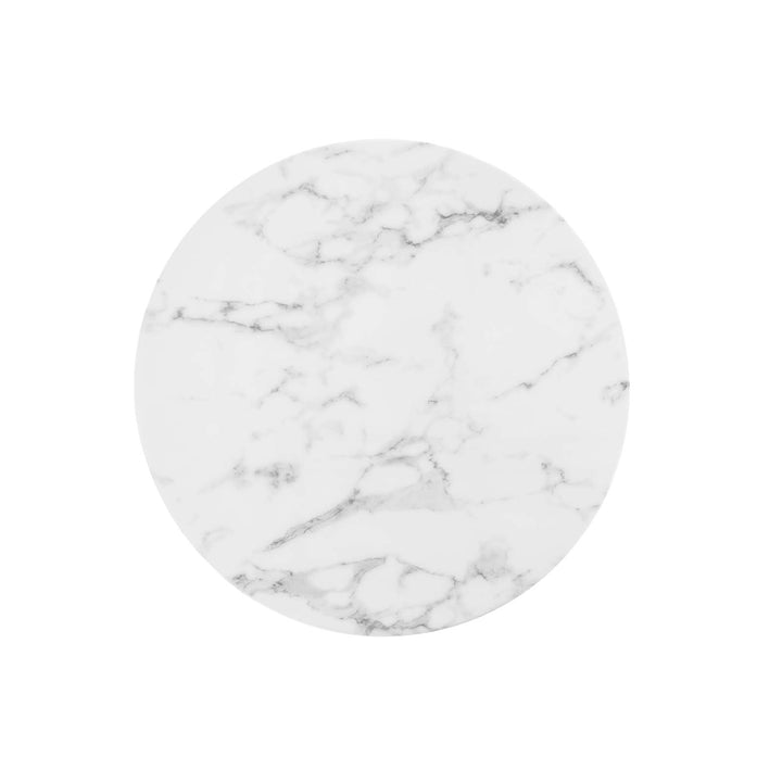 Lippa 28" Round Artificial Marble Dining Table in Gold White