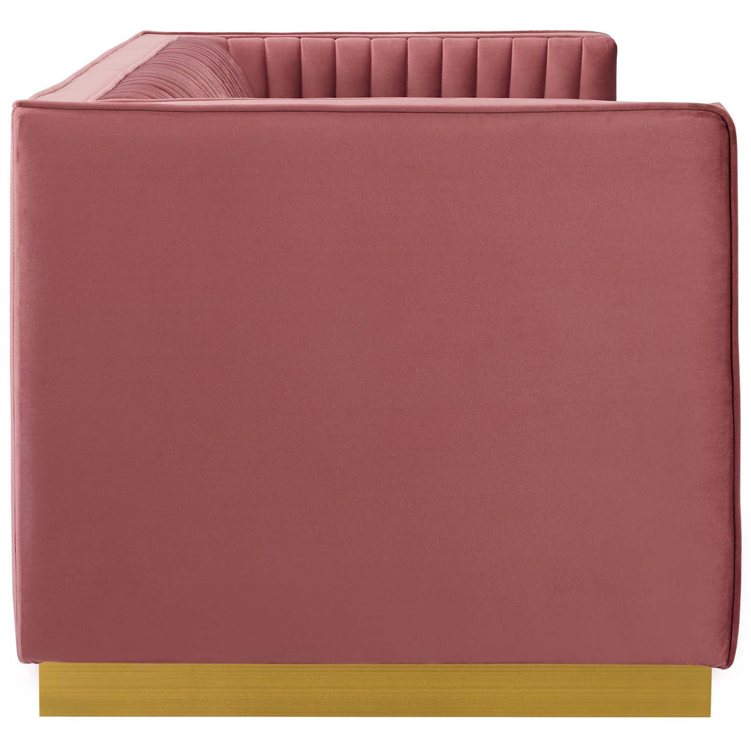 Sanguine Vertical Channel Tufted Performance Velvet Sofa in Dusty Rose