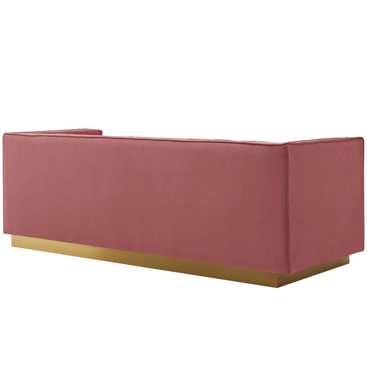 Sanguine Vertical Channel Tufted Performance Velvet Sofa in Dusty Rose