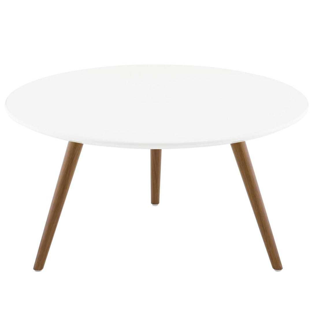 Lippa 28" Round Wood Top Coffee Table with Tripod base - Walnut white