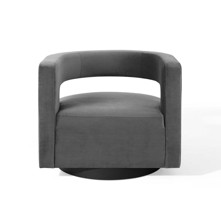 Spin Cutaway Performance Velvet Swivel Armchair in Gray