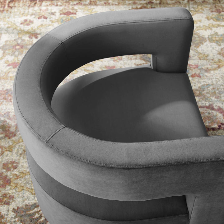 Spin Cutaway Performance Velvet Swivel Armchair in Gray