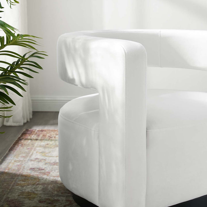 Spin Cutaway Performance Velvet Swivel Armchair in White