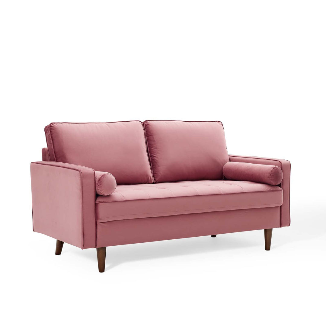 Valour Performance Velvet Loveseat in Dusty Rose