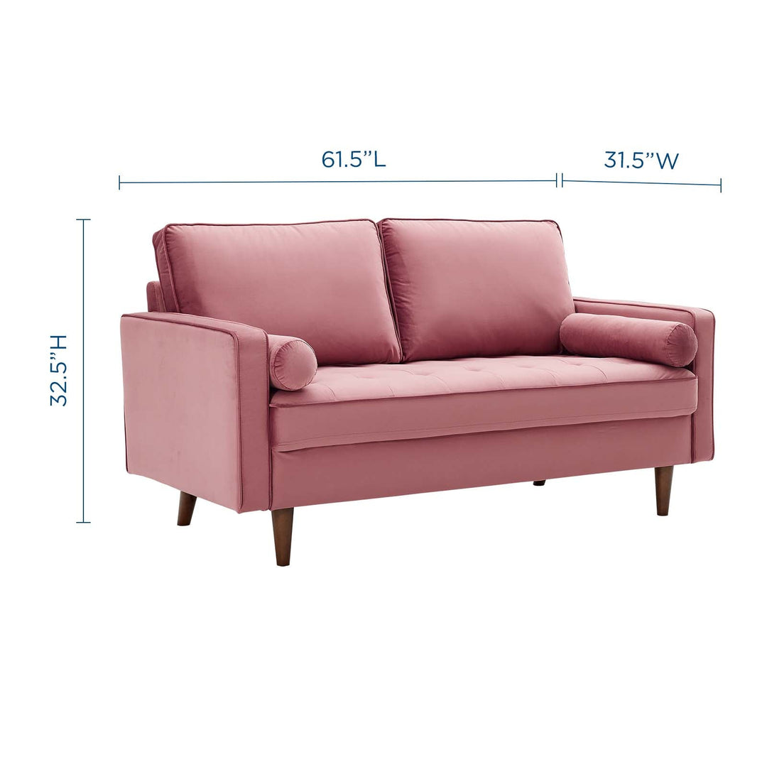 Valour Performance Velvet Loveseat in Dusty Rose