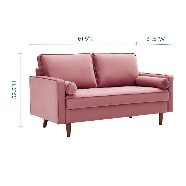 Valour Performance Velvet Loveseat in Dusty Rose