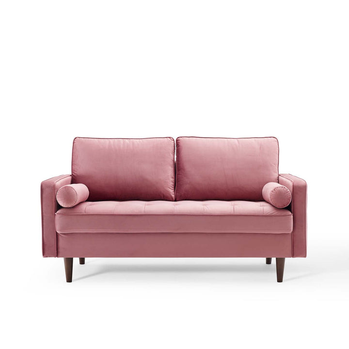 Valour Performance Velvet Loveseat in Dusty Rose