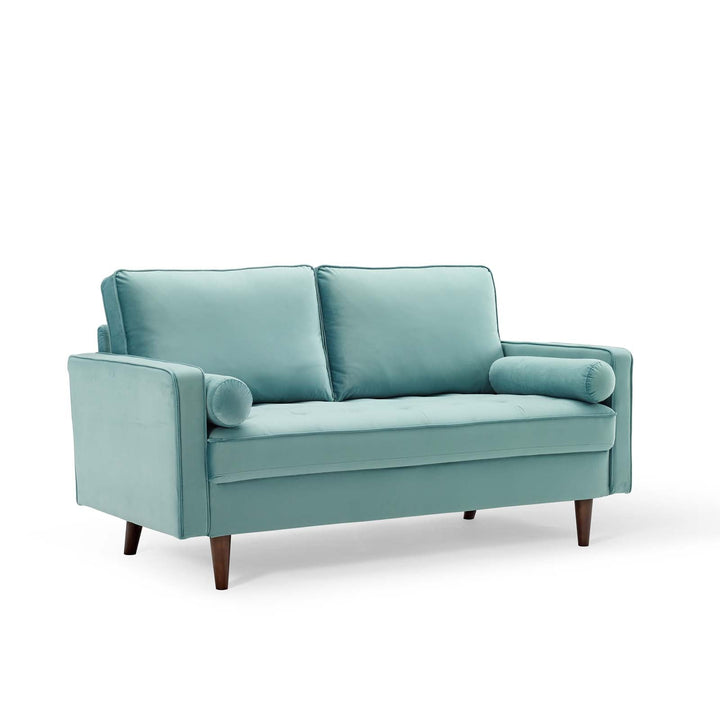 Mid-Century Modern Loveseat - Velvet Mint