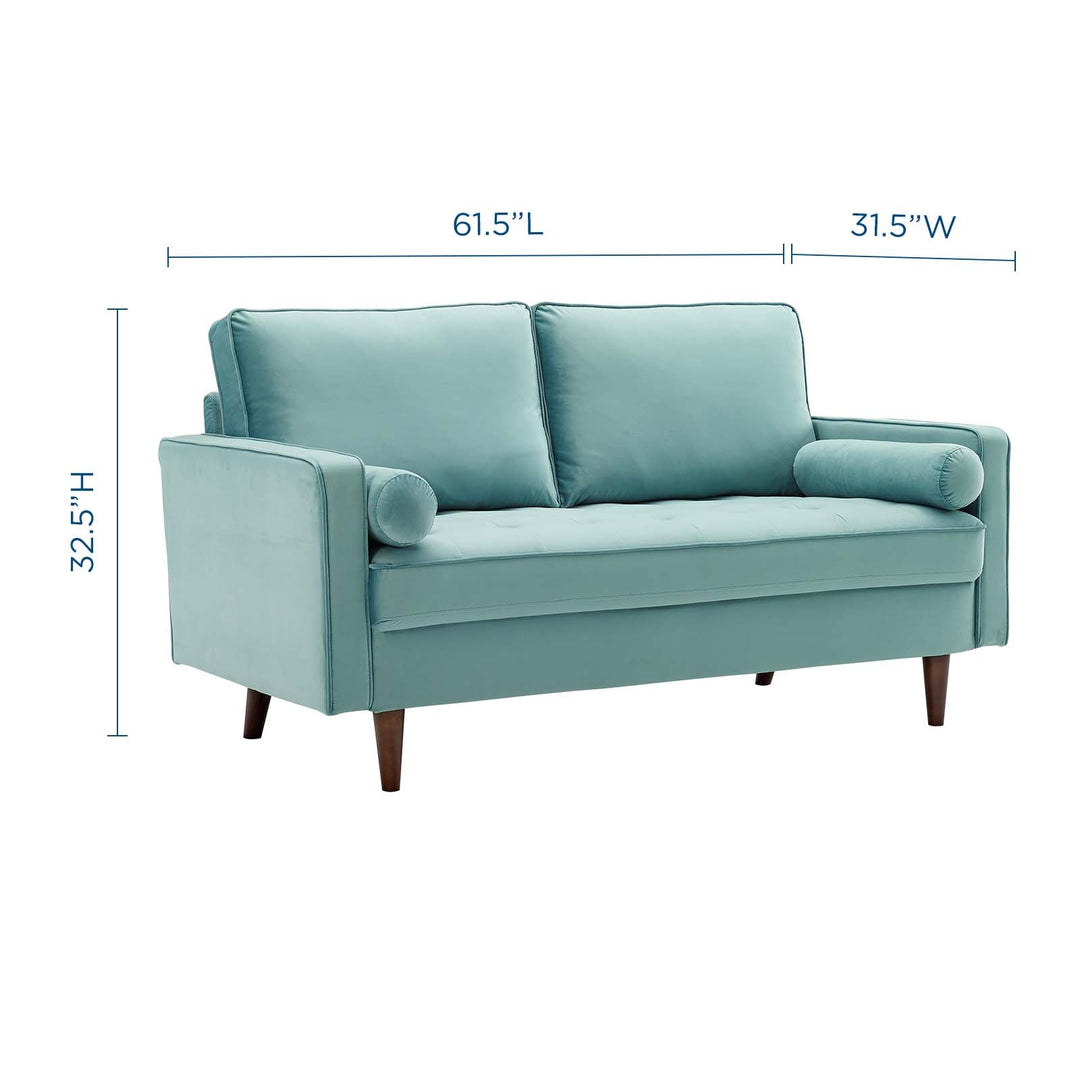 Mid-Century Modern Loveseat - Velvet Mint