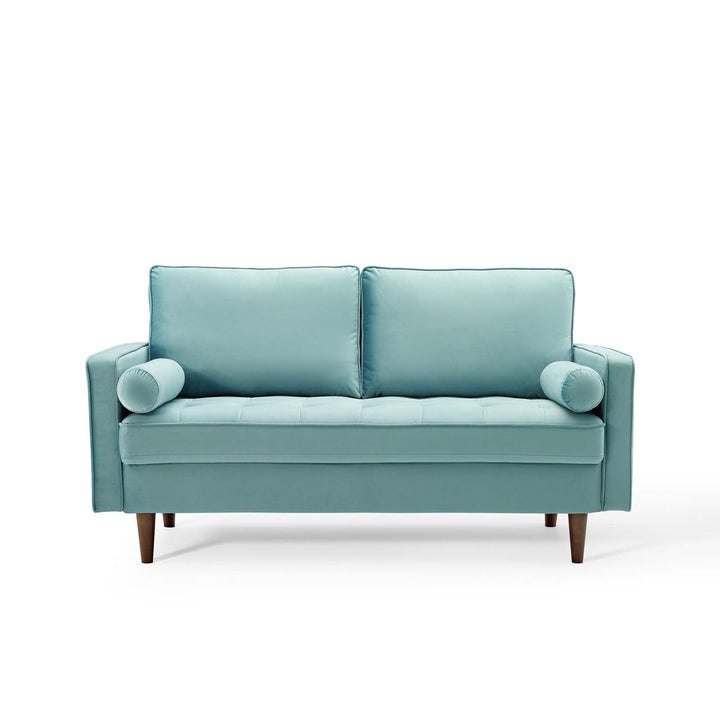 Mid-Century Modern Loveseat - Velvet Mint