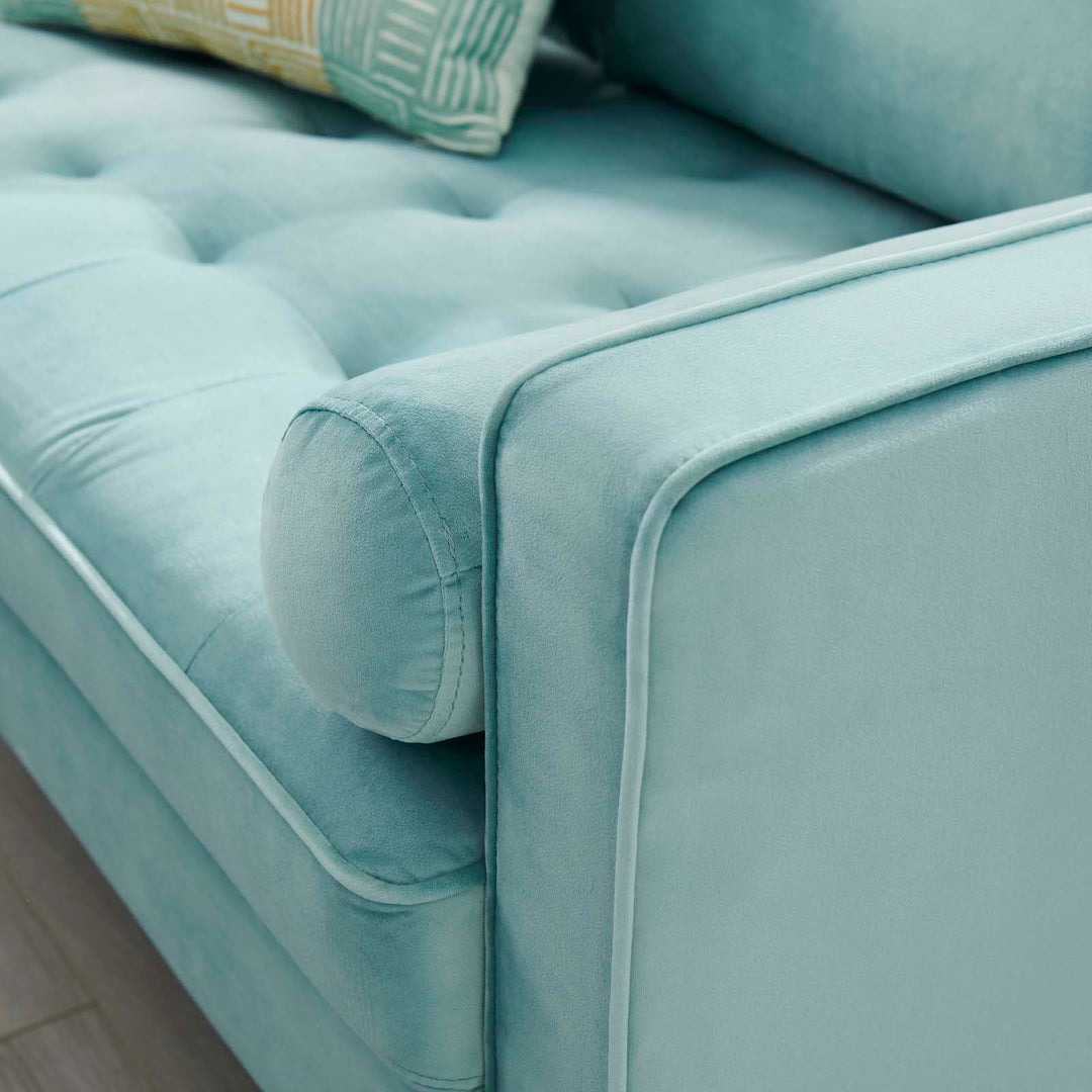 Mid-Century Modern Loveseat - Velvet Mint