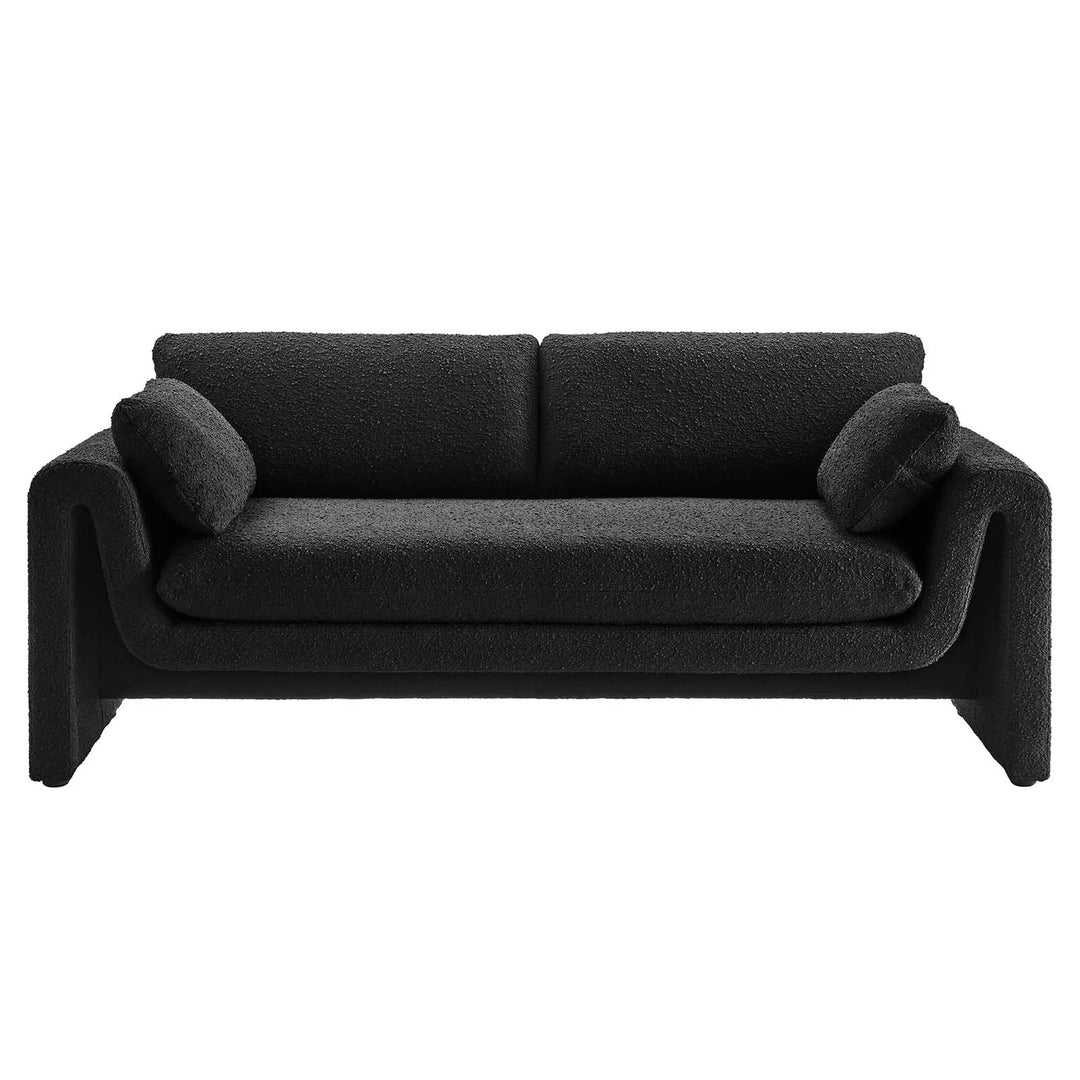 Waverly Boucle Fabric Sofa - Black