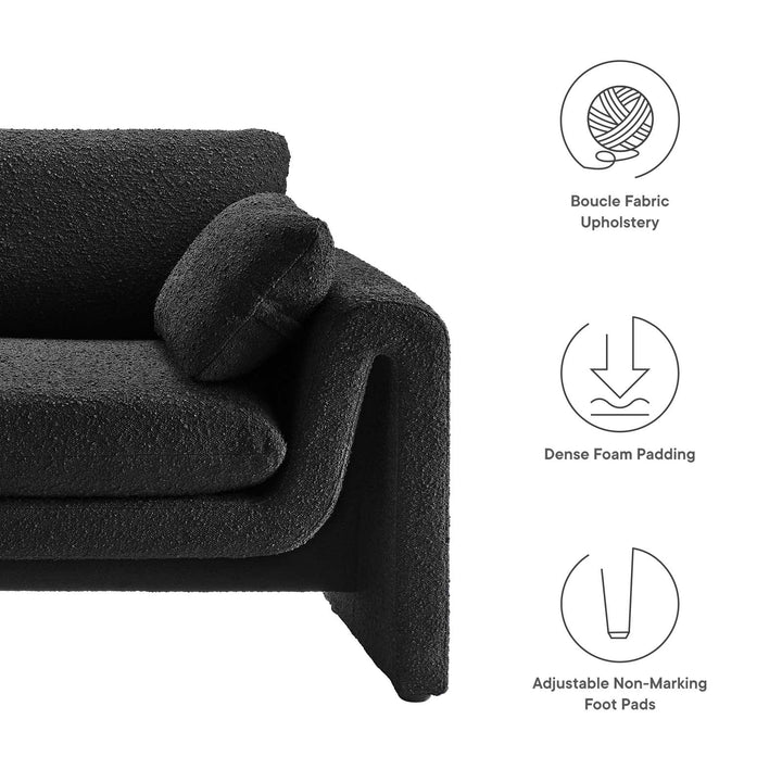 Waverly Boucle Fabric Sofa - Black