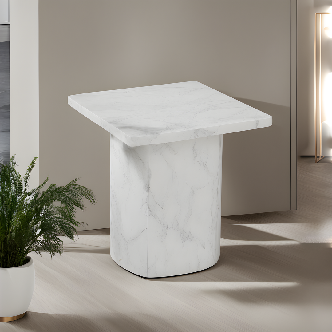 Irham Side Table - Marble Stone